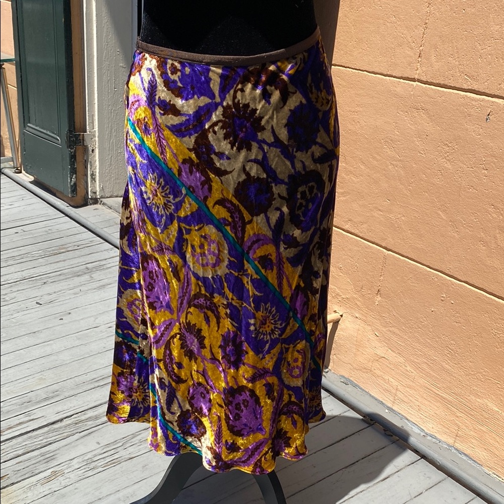 Colorful Floral Velvet Skirt